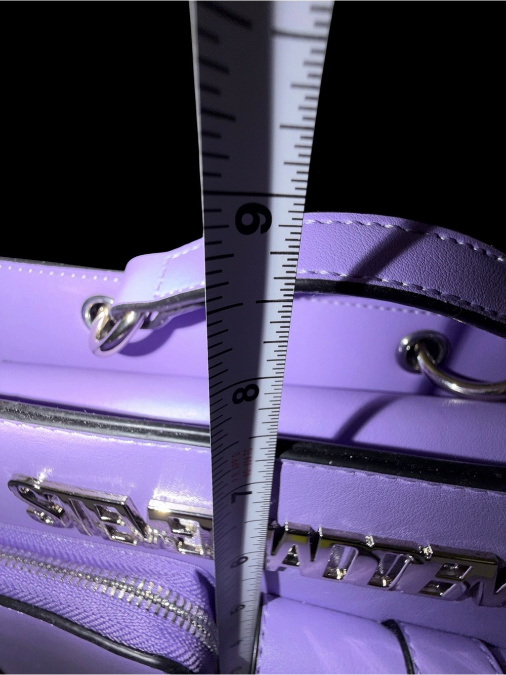 Steve Madden Purple Faux Leather Crossbody Bag with Front Pockets New - Picture 10 of 11